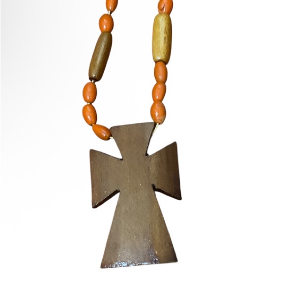 Vintage Wooden Cross Necklace - Picture 3 of 4